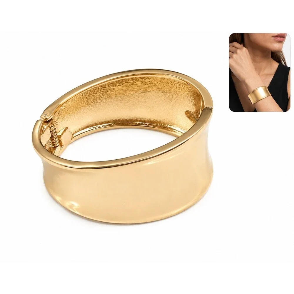 Nordstrom $39 Clara Bracelet Gold Hinged Wide Cuff Statement Bangle chunky gift